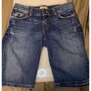 Bke buckle Bermuda denim jean shorts distressed pockets